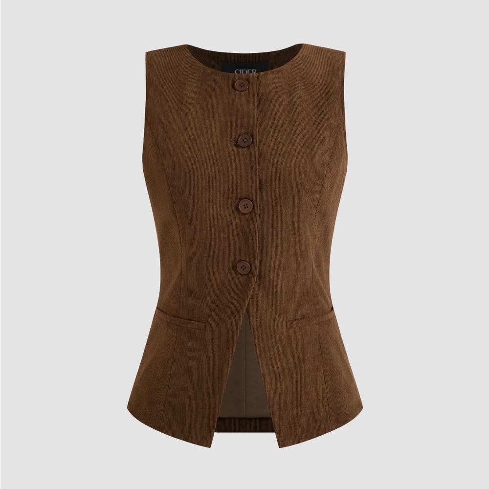 Cider CORDUROY ROUND NECKLINE WAISTCOAT (Medium)